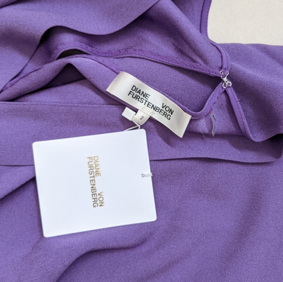 Diane Von Furstenberg Purple Crepe Wrap Blouse - Picture 6 of 8
